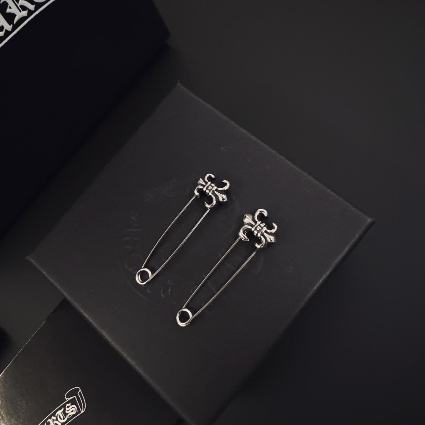 Chrome Hearts Silver Safety Pins with Fleur-de-lis Design